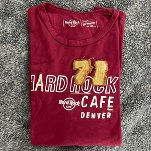 Hard Rock Cafe Denver Red or Maroon Tshirt Size M
